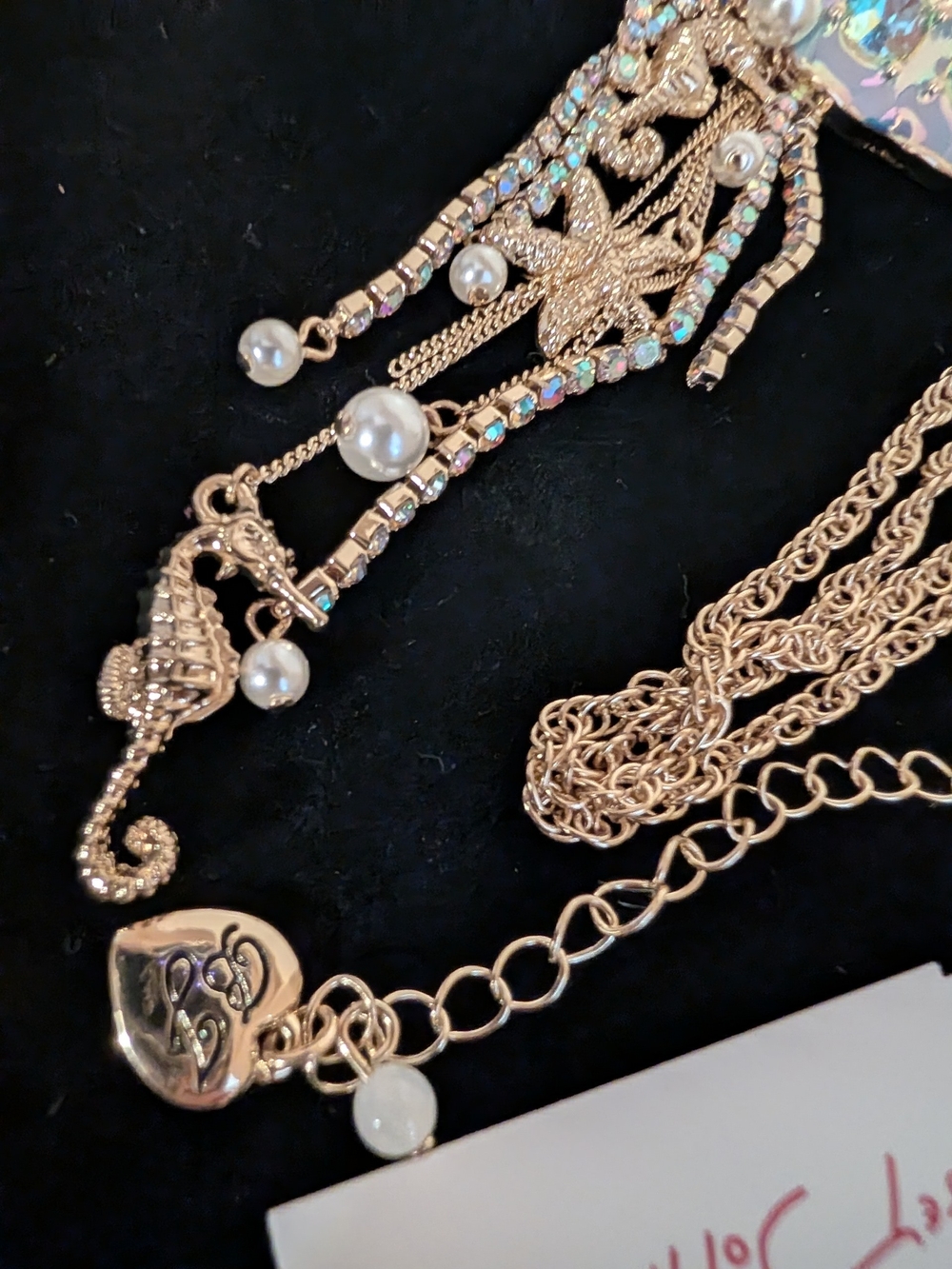 Betsy Johnson Gold-Tone Blue Shell Pendant Necklace - Picture 6 of 7